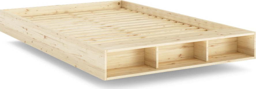 Dvoulůžková postel z borovicového dřeva s roštem 140x200 cm v přírodní barvě Merge – Karup Design Karup