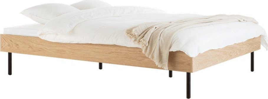 Dvoulůžková postel z dřevotřísky v dekoru dubu bez čela s roštem 160x200 cm v přírodní barvě Streiko – noo.ma NOO.MA