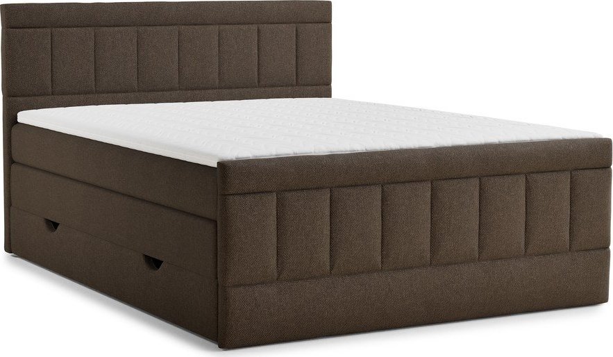 Hnědá boxspring postel s úložným prostorem 200x200 cm Caya – Maison de Rêve Maison de Reve