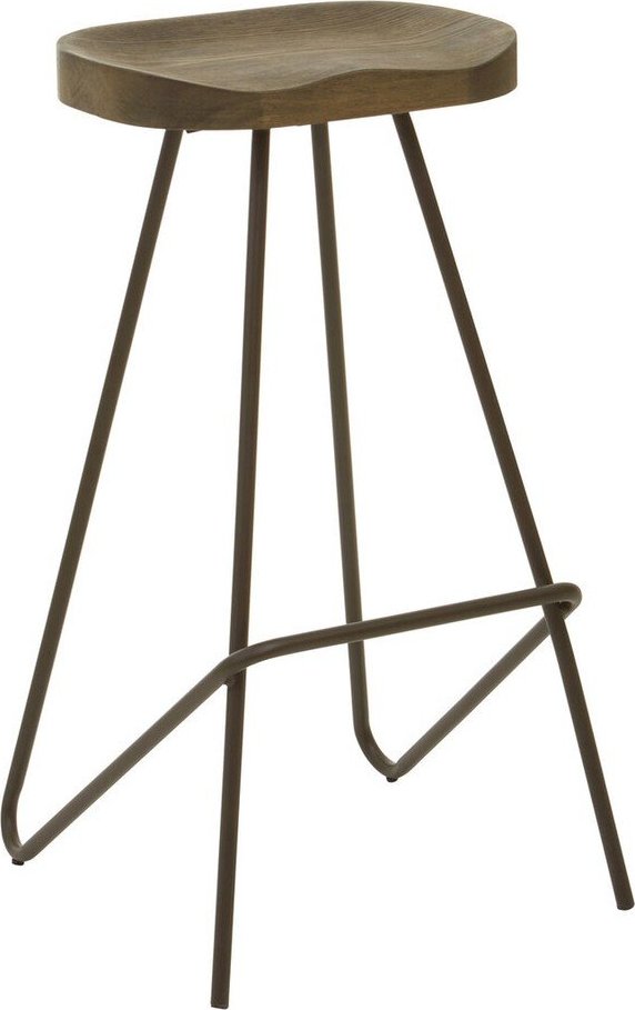 Hnědá/v přírodní barvě barová stolička z jilmového dřeva (výška sedáku 78 cm) District – Premier Housewares Premier Housewares