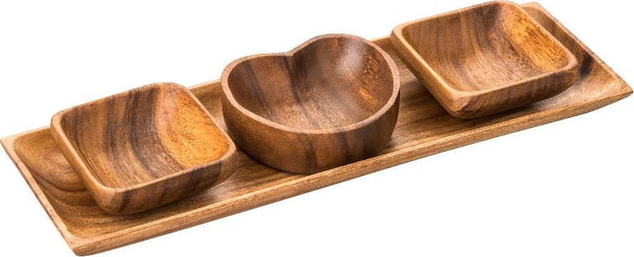 Hnědé dřevěné servírovací misky v sadě 4 ks Kora – Premier Housewares Premier Housewares