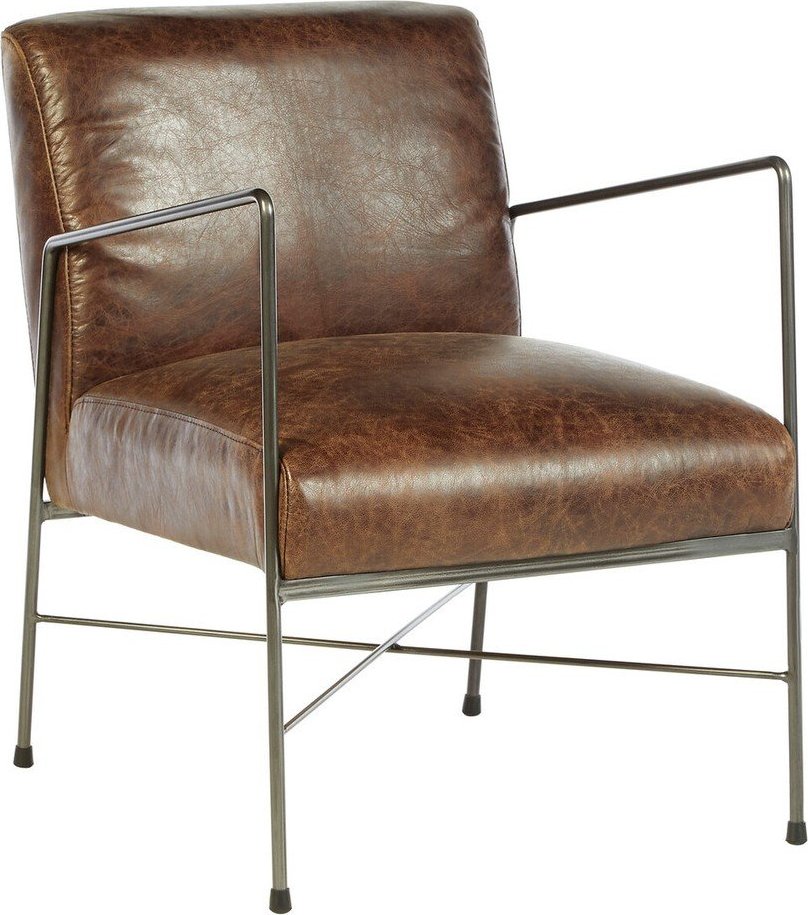 Hnědé kožené křeslo Hoxton – Premier Housewares Premier Housewares
