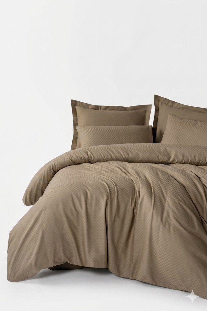 Hnědé povlečení na dvoulůžko/prodloužené z bavlny Renforcé 240x220 cm Checkered – Mila Home Luxury Mila Home Luxury