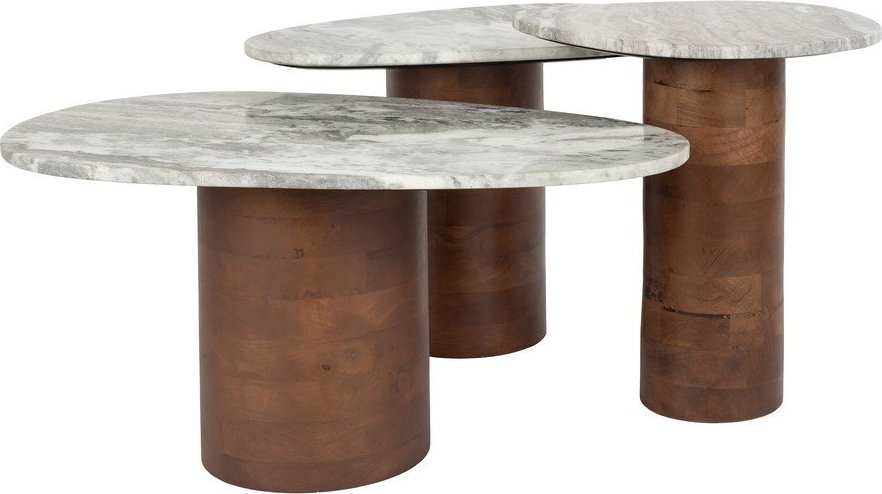 Hnědé/béžové konferenční stolky v sadě 3 ks s mramorovou deskou 41x73 cm Suki – Dutchbone Dutchbone