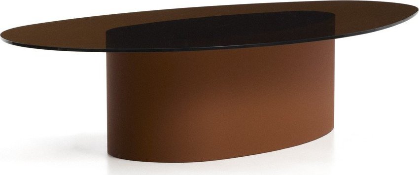 Hnědý konferenční stolek se skleněnou deskou 81x140 cm Olir – Kave Home Kave Home