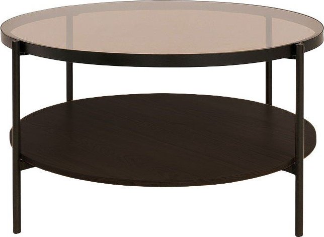 Hnědý kulatý konferenční stolek se skleněnou deskou ø 84 cm Hassel – Unique Furniture Unique Furniture