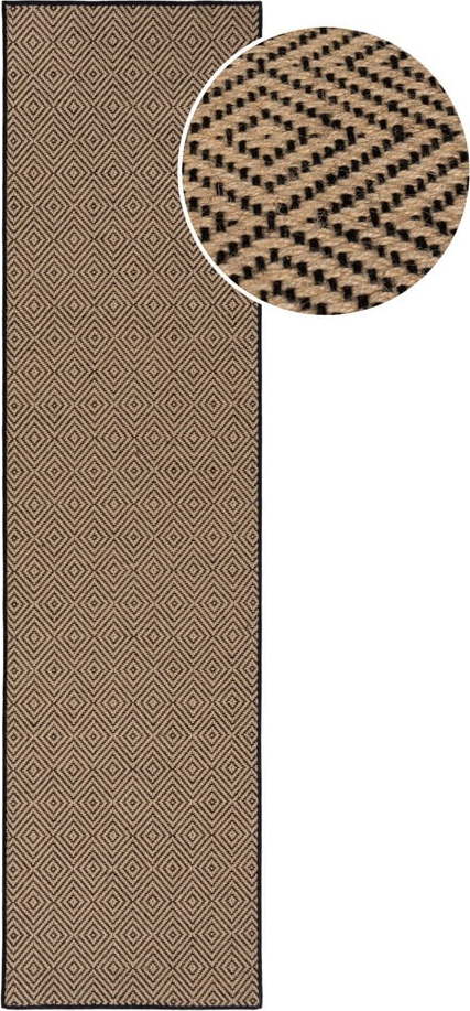 Jutový běhoun na schody v černo-přírodní barvě 60x800 cm Diamond – Flair Rugs Flair Rugs