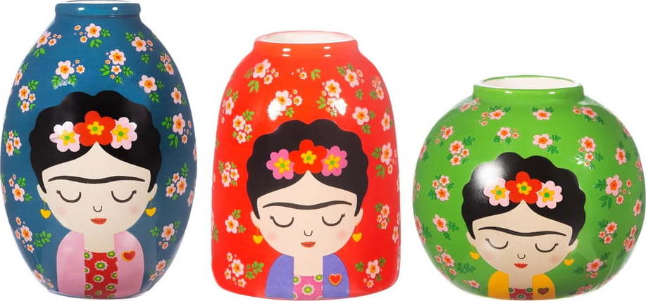Keramické vázy v sadě 3 ks (výška 8 cm) Floral Frida – Sass & Belle Sass & Belle