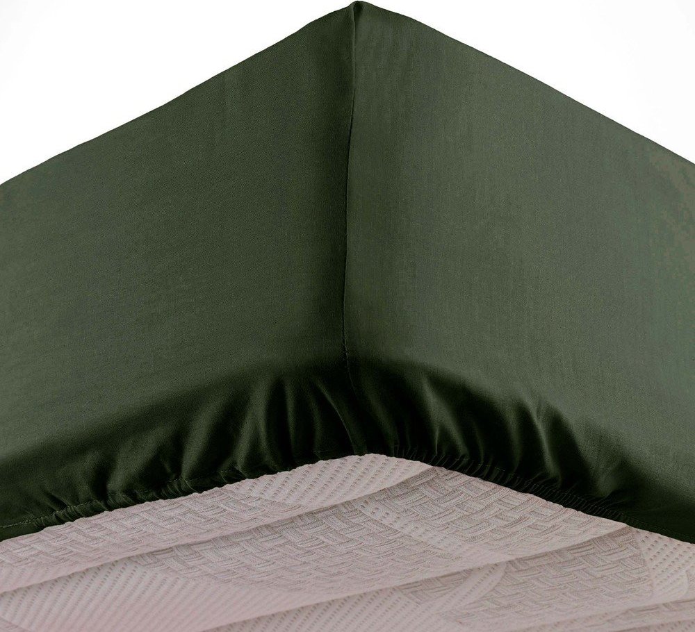 Khaki napínací prostěradlo z mikrovlákna 90x190 cm Oscar – douceur d'intérieur Douceur d intérieur