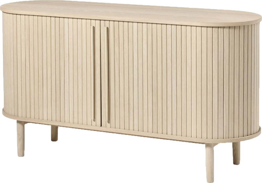 Komoda v dekoru dubu s posuvnými dveřmi v přírodní barvě 140x76x45 cm Meta – Unique Furniture Unique Furniture