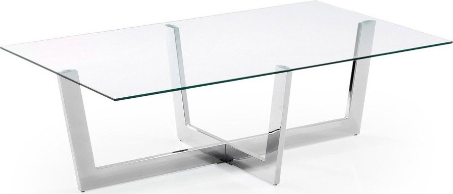 Konferenční stolek se skleněnou deskou ve stříbrné barvě 70x120 cm Plam – Kave Home Kave Home