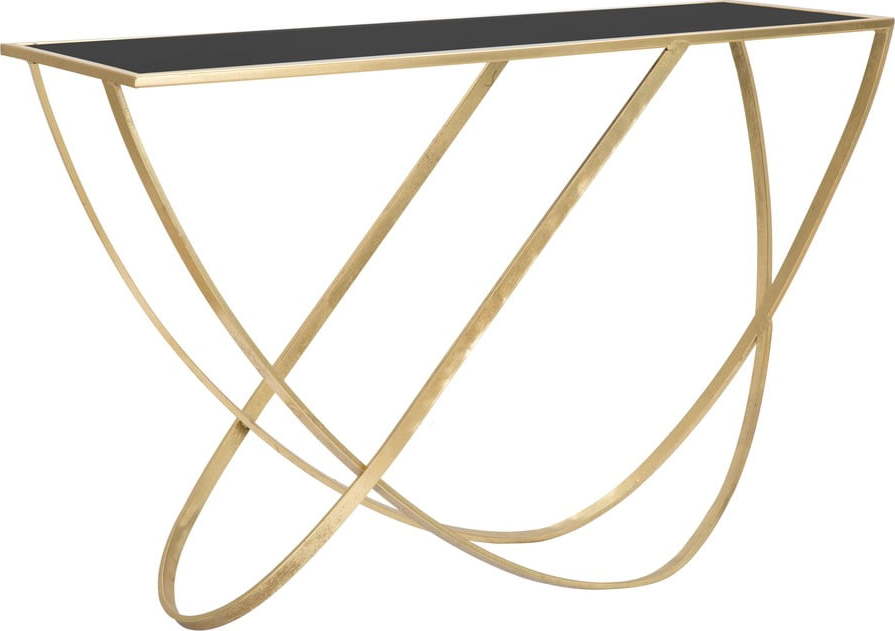 Konzolový stolek se skleněnou deskou v černo-zlaté barvě 40x120 cm Ring – Mauro Ferretti Mauro Ferretti
