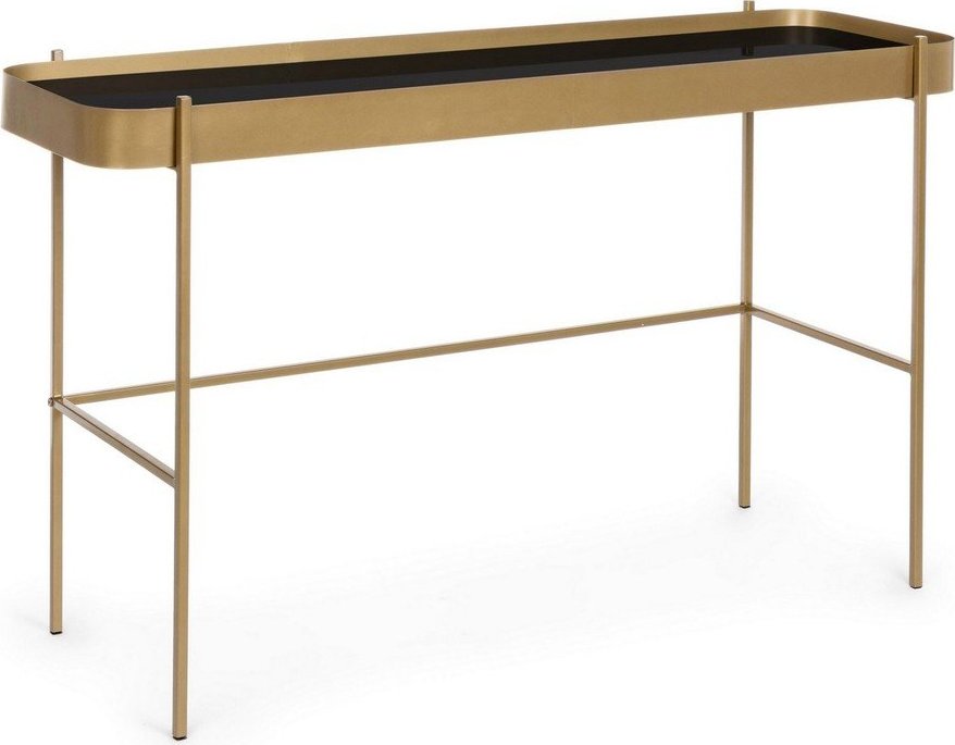 Konzolový stolek se skleněnou deskou ve zlaté barvě 43x120