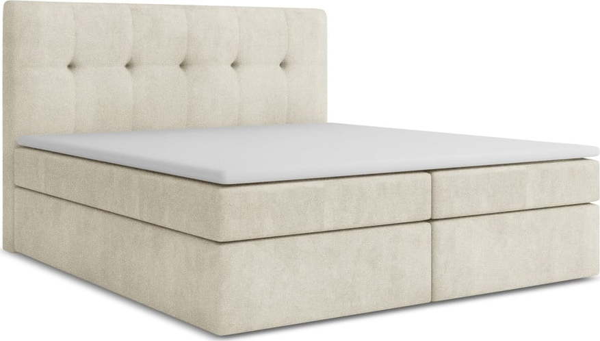 Krémová boxspring postel s úložným prostorem 140x200 cm Palta – Makamii Makamii