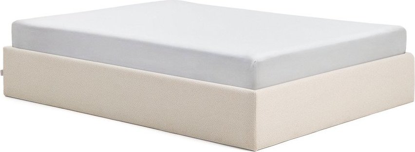 Krémová čalouněná dvoulůžková postel z žinylky s úložným prostorem/bez čela s roštem 160x200 cm Nelzi – Kave Home Kave Home