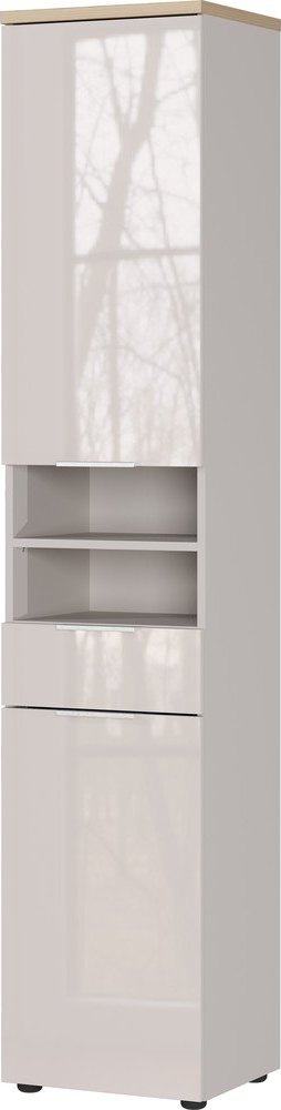 Krémová lesklá vysoká/úzká koupelnová skříňka 39x190 cm Tavira – Germania Germania