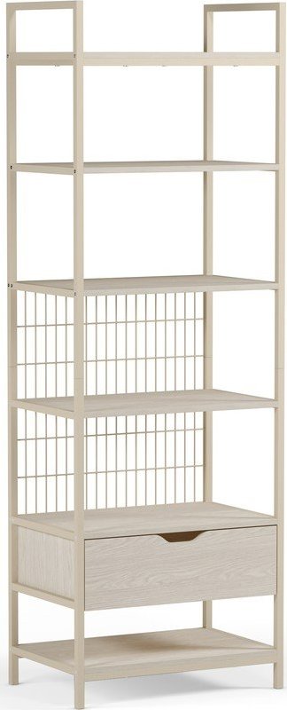 Krémová ocelová knihovna 60x179