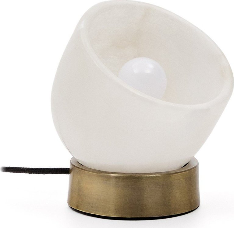 Krémová/v mosazné barvě stolní lampa (výška 17 cm) Shenli – Kave Home Kave Home
