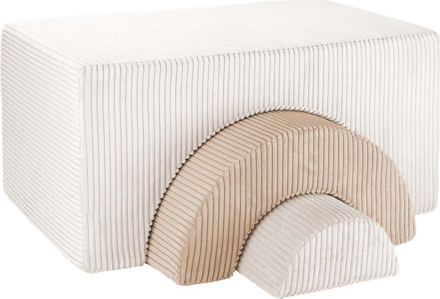 Krémové manšestrové pěnové hřiště 75x49x37 cm Rainbow Montessori – Wigiwama Wigiwama