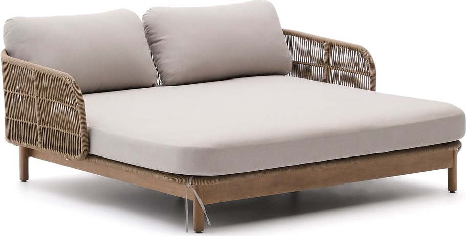Krémové/v přírodní barvě dvoumístné dřevěné zahradní lehátko Catalina – Kave Home Kave Home