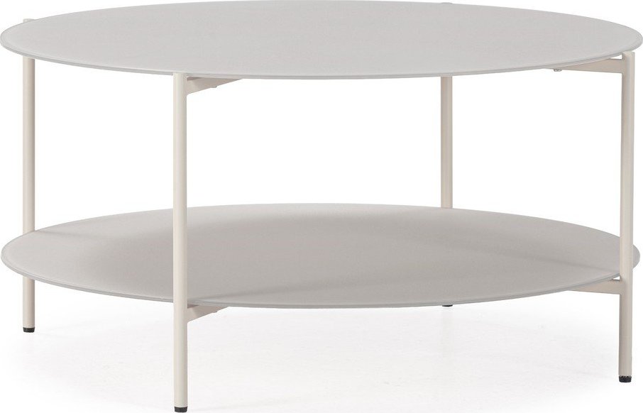 Krémový kulatý konferenční stolek se skleněnou deskou ø 83 cm Davi – MOME Mome
