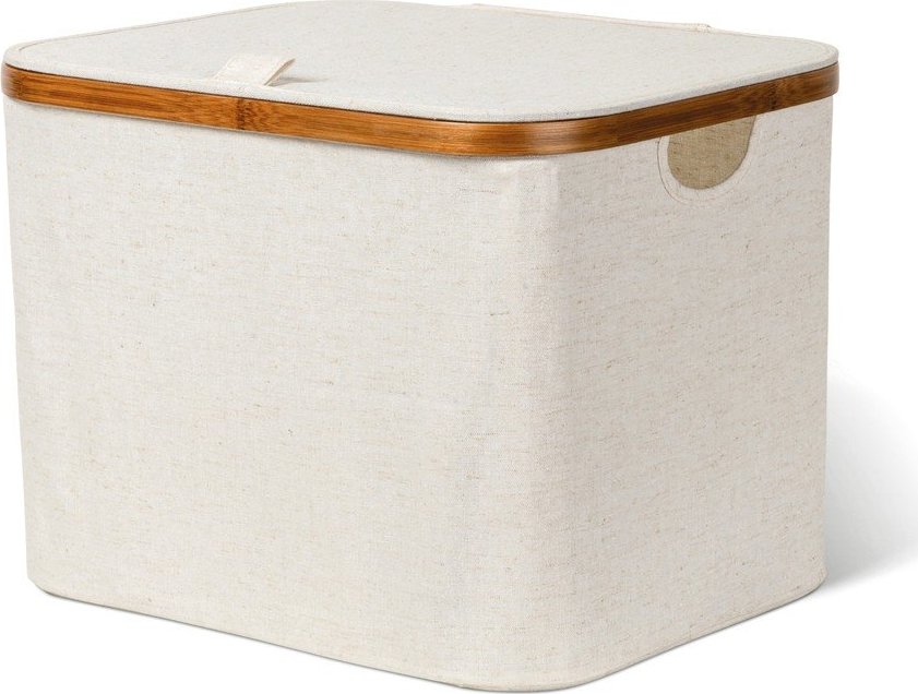 Krémový látkový úložný box s víkem 40