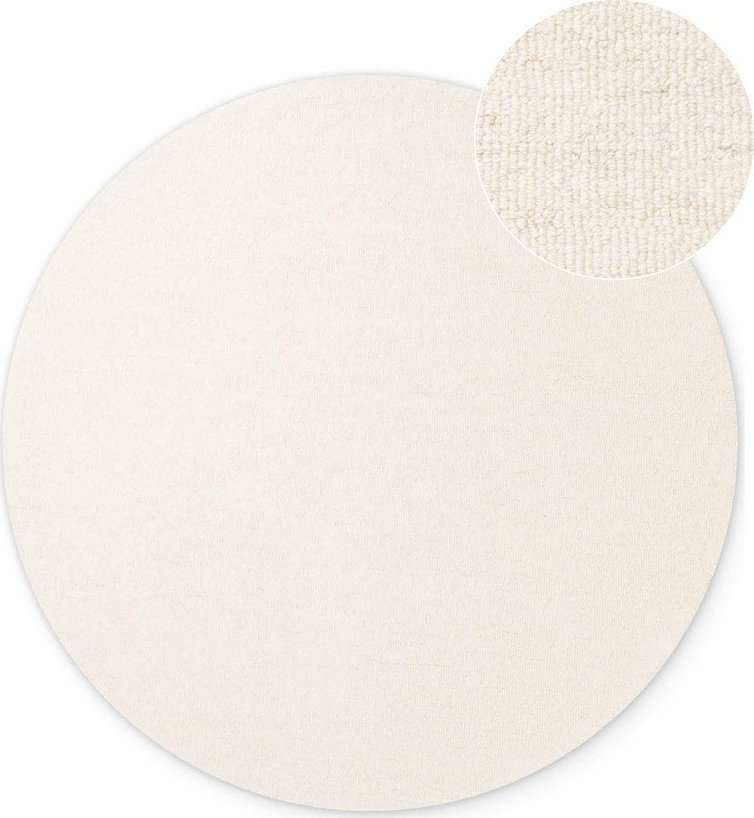 Krémový ručně tkaný vlněný kulatý koberec ø 200 cm Puristic Knots – Elle Decoration Elle Decoration