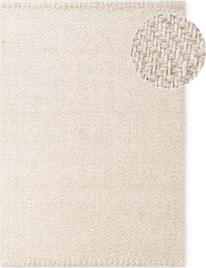 Krémový/slonovinový ručně tkaný koberec s příměsí vlny 80x150 cm Majoli – Elle Decoration Elle Decoration