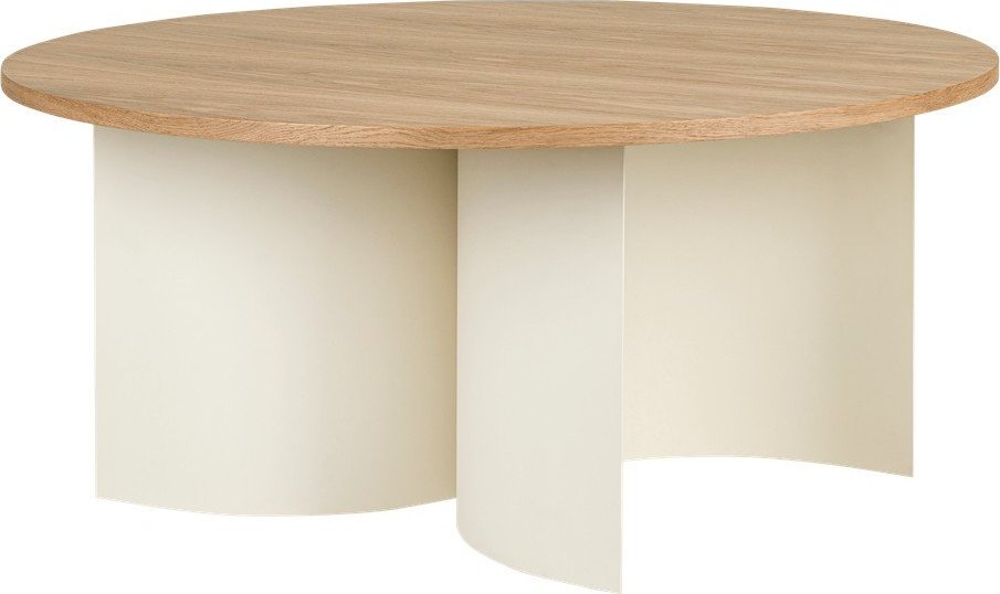 Krémový/v přírodní barvě kulatý konferenční stolek s deskou v dekoru jasanového dřeva ø 95 cm Gavo – noo.ma NOO.MA
