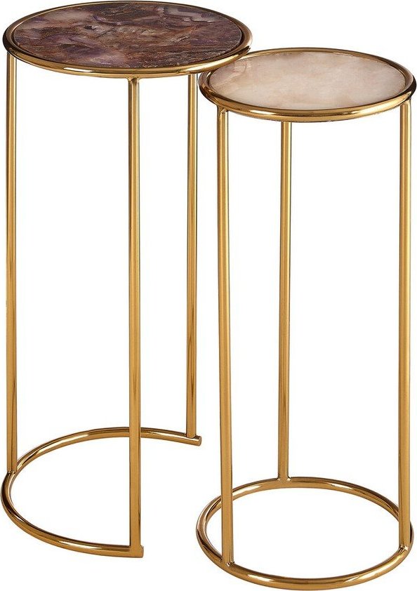 Kulaté odkládací stolky v sadě 2 ks s deskou z kamene ø 31 cm Vita – Premier Housewares Premier Housewares