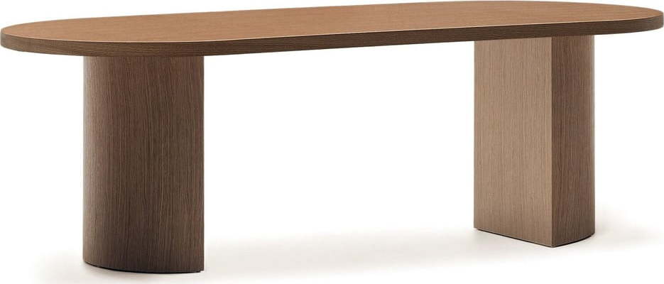 Kulatý jídelní stůl s deskou v dekoru ořechového dřeva 100x240 cm Nealy – Kave Home Kave Home