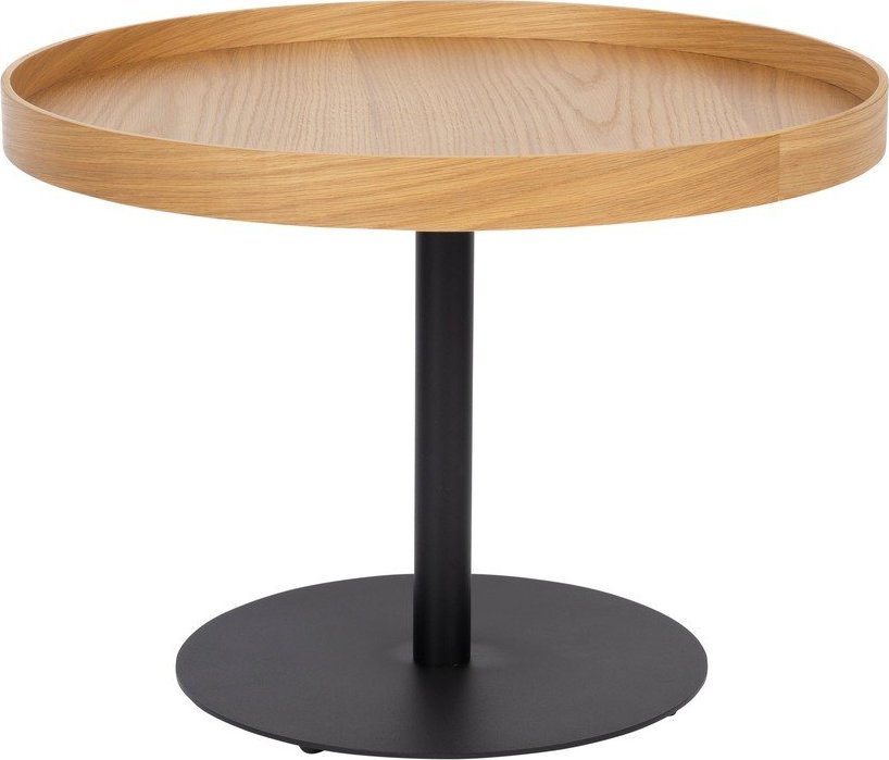 Kulatý konferenční stolek s deskou v dubovém dekoru v přírodní barvě ø 56 cm Yuri M – White Label White Label