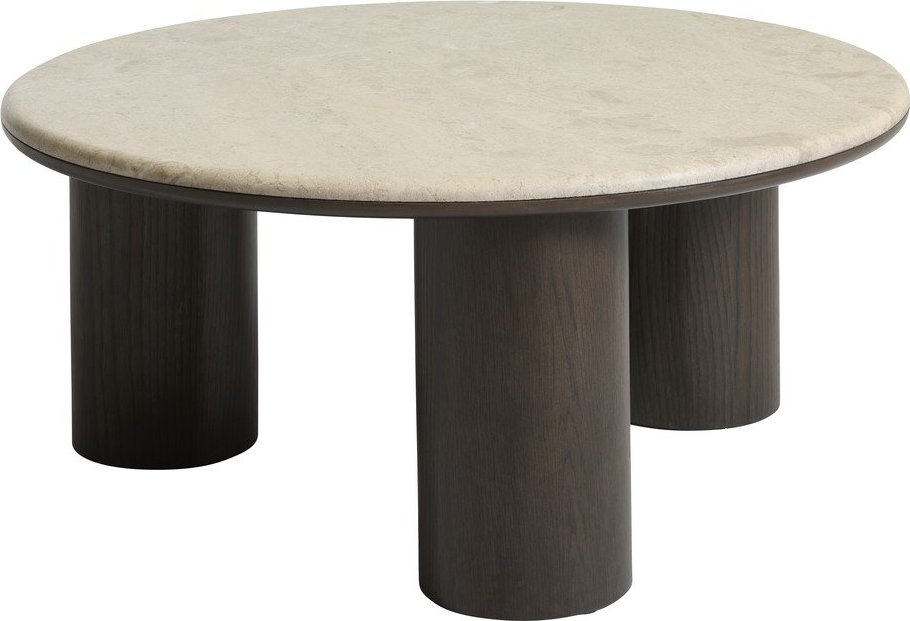 Kulatý konferenční stolek s mramorovou deskou v tmavě přírodní barvě ø 90 cm Piazze – Unique Furniture Unique Furniture