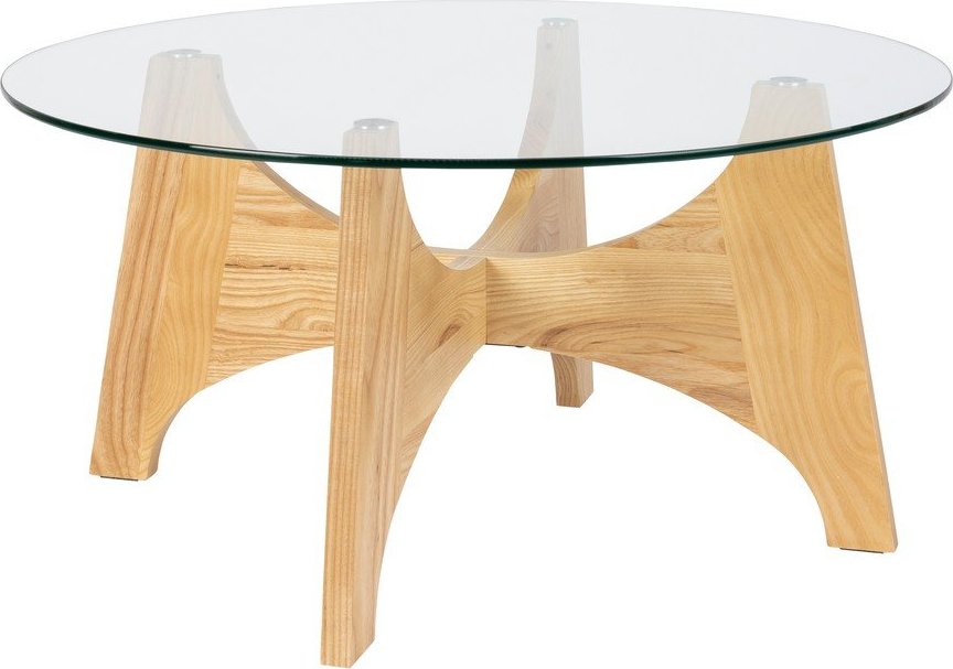 Kulatý konferenční stolek se skleněnou deskou v přírodní barvě ø 80 cm Kobe – Zuiver Zuiver