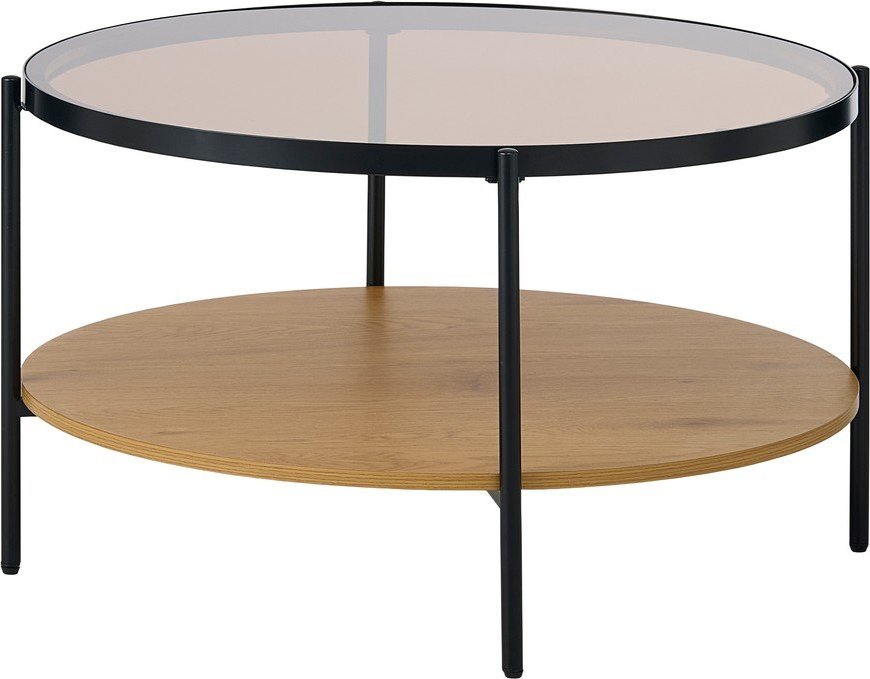 Kulatý konferenční stolek se skleněnou deskou v přírodní barvě ø 84 cm Hassel – Unique Furniture Unique Furniture