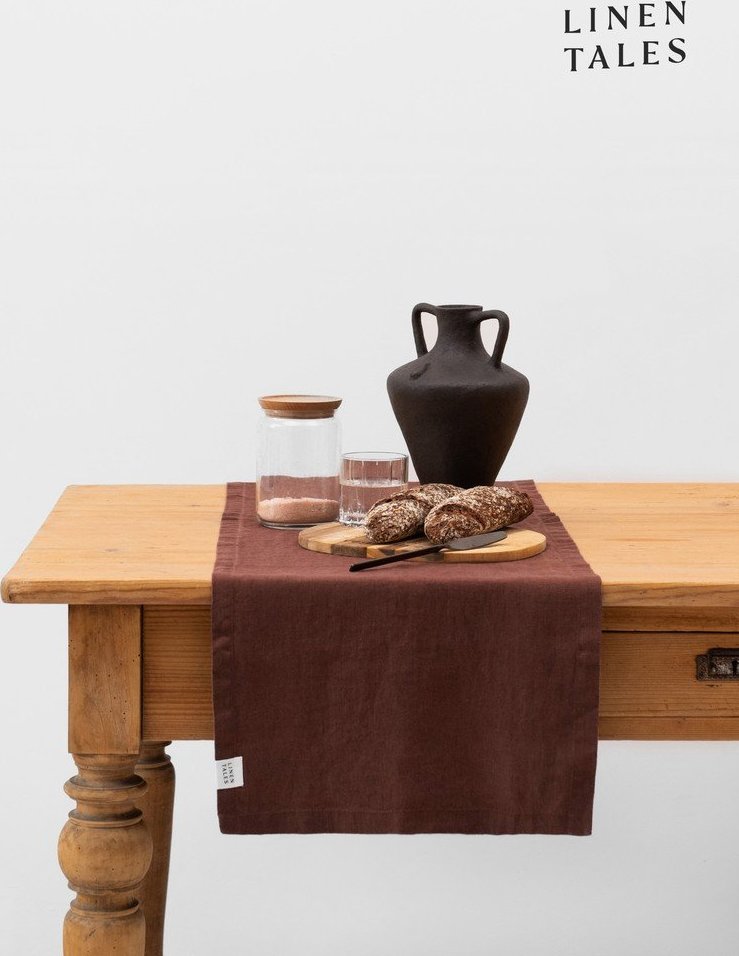 Lněný běhoun na stůl 40x150 cm Chocolate – Linen Tales Linen Tales