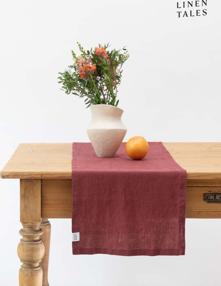 Lněný běhoun na stůl 40x200 cm Marsala – Linen Tales Linen Tales