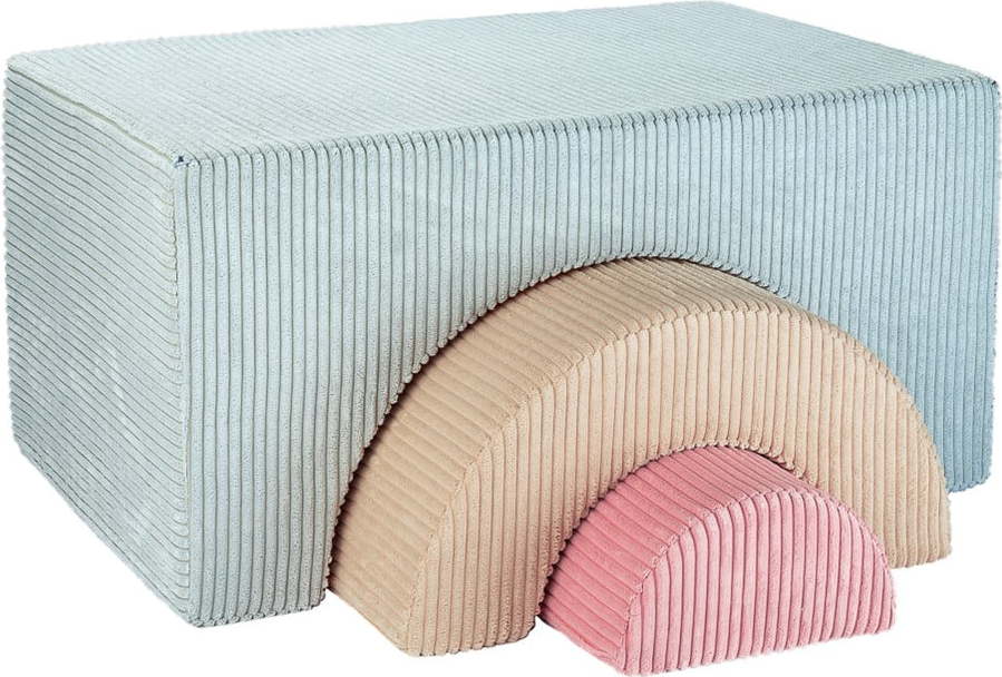 Manšestrové pěnové hřiště v mentolové barvě 75x49x37 cm Rainbow Montessori – Wigiwama Wigiwama