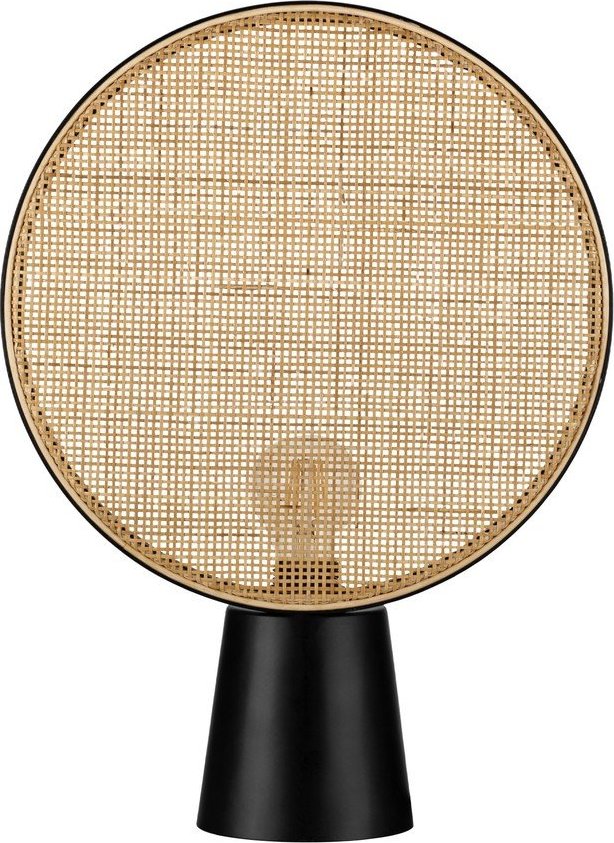 Matně černá/v přírodní barvě kovová stolní lampa (výška 48