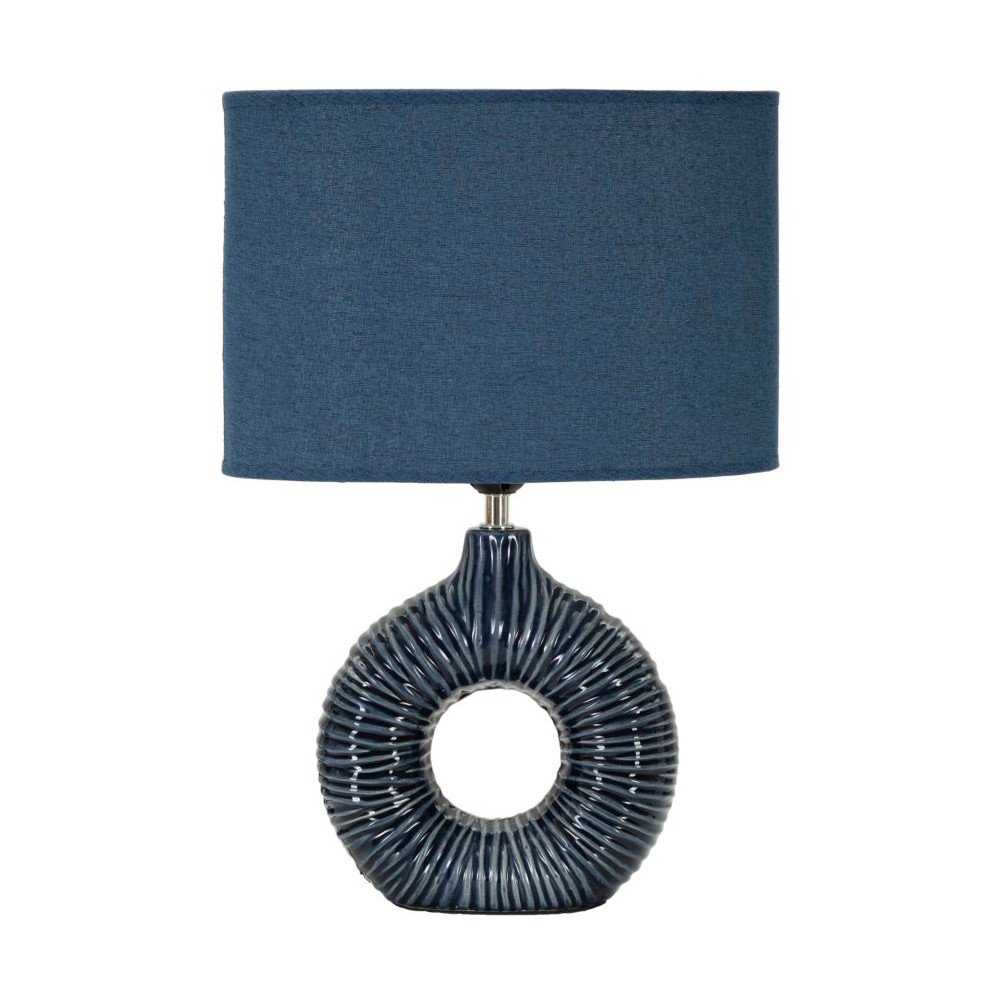 Modrá keramická stolní lampa s textilním stínidlem (výška 43 cm) Seta – Mauro Ferretti Mauro Ferretti