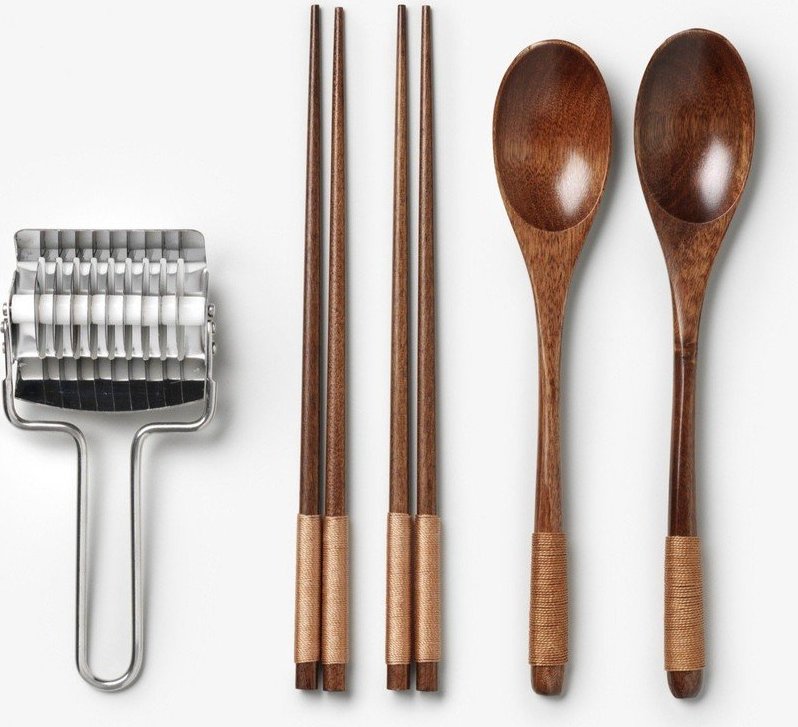 Modré nerezové/bambusové hůlky v sadě pro 2 osoby The Essentials - Ramen Tools – Printworks Printworks