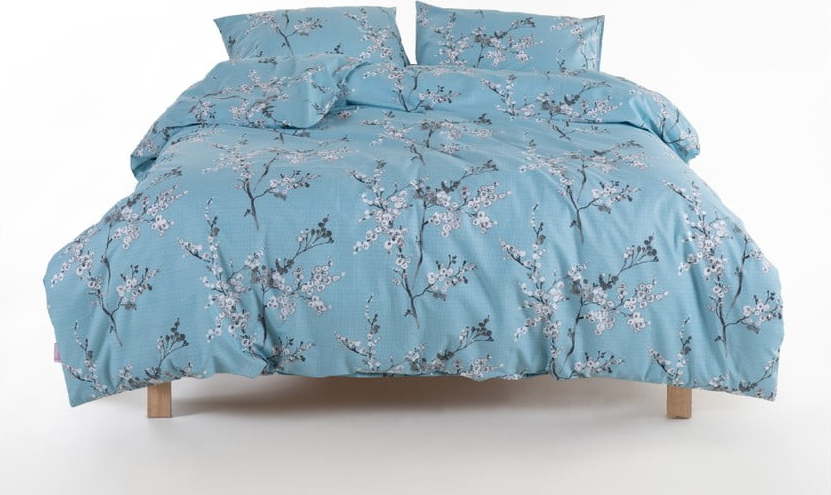 Modré povlečení na jednolůžko z bavlny Renforcé 140x200 cm Blue Floral – Mila Home Luxury Mila Home Luxury