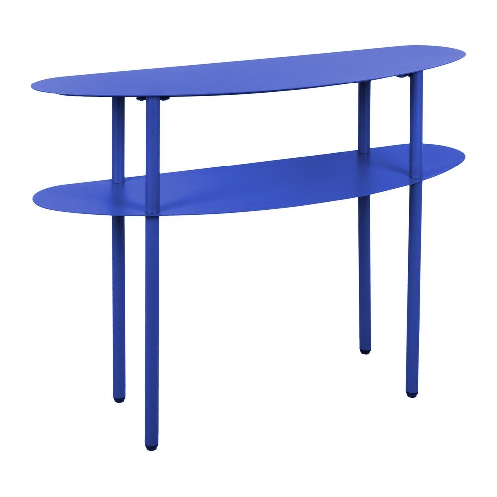 Modrý kovový konzolový stolek 28x90 cm Cool Retro – Leitmotiv Leitmotiv