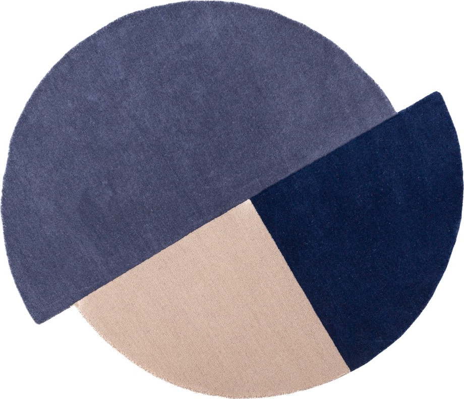 Modrý ručně tkaný vlněný kulatý koberec ø 200 cm Mia Segment – Flair Rugs Flair Rugs