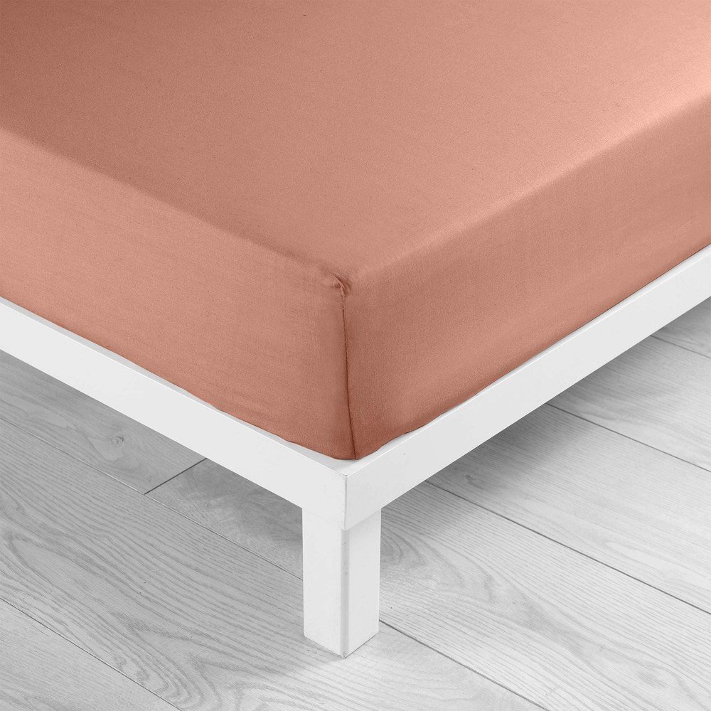 Napínací bavlněné prostěradlo v lososové barvě 180x200 cm Lina – douceur d'intérieur Douceur d intérieur