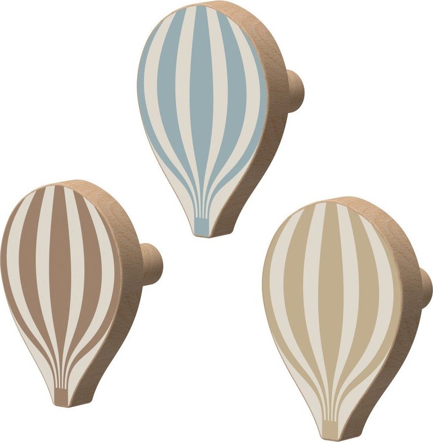 Nástěnné háčky v sadě 3 ks z bukového dřeva Hot Air Ballon – Cam Cam Copenhagen Cam Cam Copenhagen