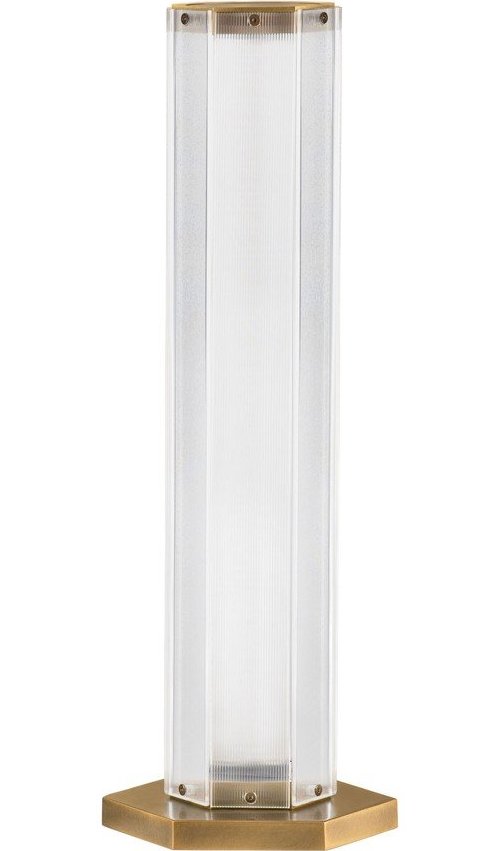 Ocelová LED stolní lampa v mosazné barvě se skleněným stínidlem (výška 55