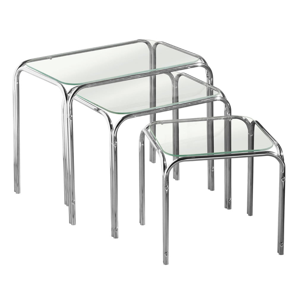 Odkládací stolky v sadě 3 ks se skleněnou deskou 30x46 cm Jordan – Premier Housewares Premier Housewares