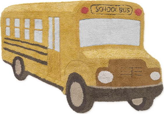 Okrově žlutý pratelný/ručně tkaný bavlněný dětský koberec 90x130 cm School Bus – Lorena Canals Lorena Canals