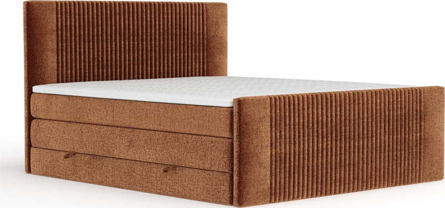 Oranžová boxspring postel s úložným prostorem 160x200 cm Bergamo – Maison de Rêve Maison de Reve